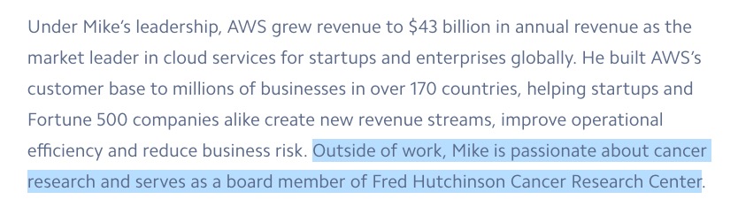 Outside of work, Mike is passionate about cancer research and serves as a board member of Fred Hutchinson Cancer Research Center